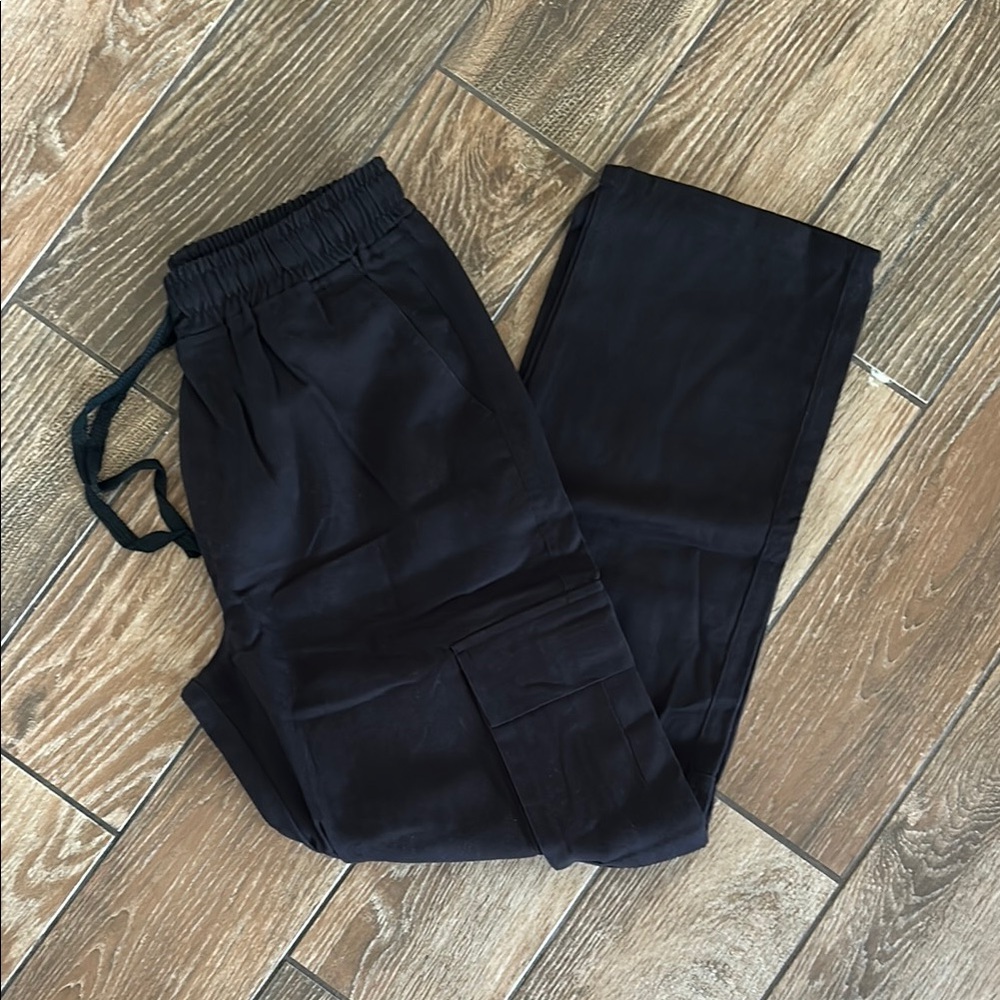 Black Cargo Pants with Straight Legs